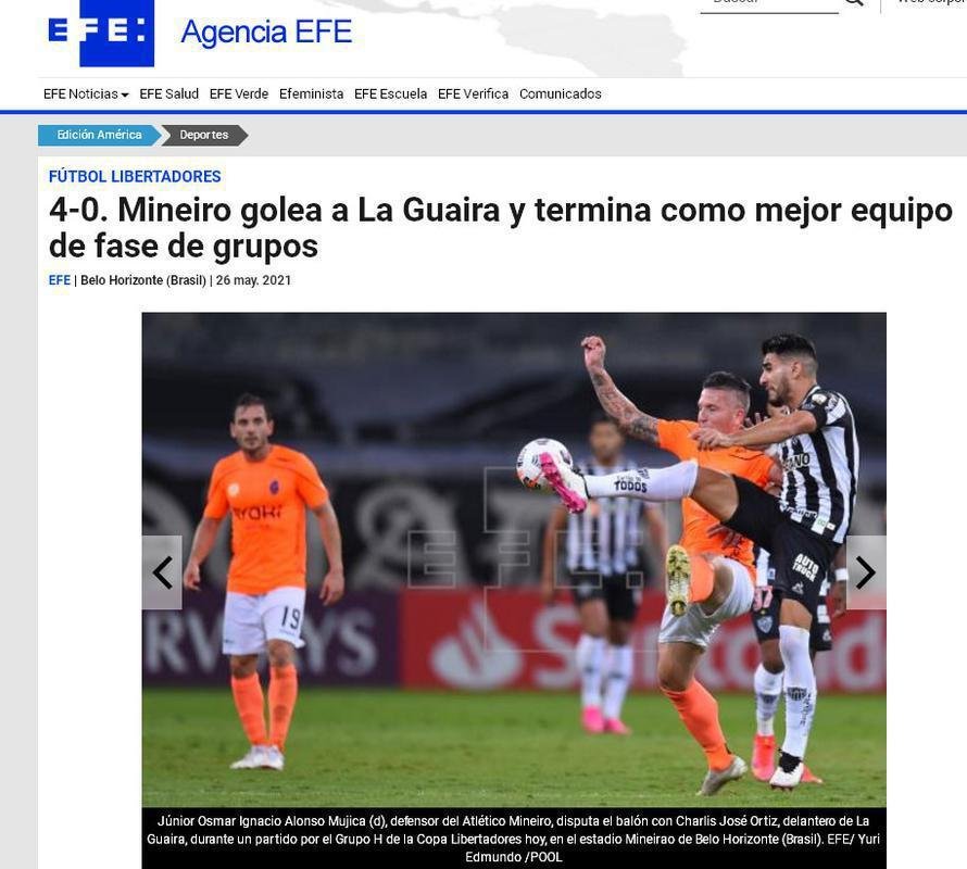 Agncia EFE - Atltico goleia e termina como melhor equipe da fase de grupos