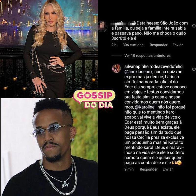 Prima de der Milito fala sobre Larissa e acusa Karoline Lima de ter comeado a ficar com o jogador enquanto ele namorava outra pessoa