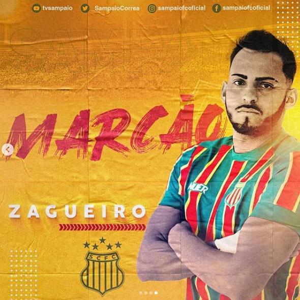 O Sampaio Corra anunciou a contratao do zagueiro Marco, que estava no Remo