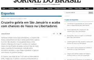 JORNAL DO BRASIL - Jornais do Rio de Janeiro destacaram eliminao do Vasco aps goleada para o Cruzeiro