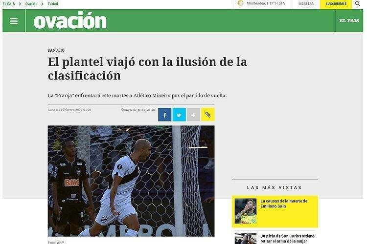 Veculos de imprensa do Uruguai se referem ao Atltico como 'poderoso' adversrio e colocam o Danubio com 'sonho' de seguir na Libertadores