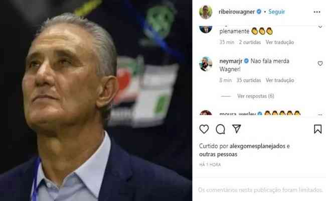 Neymar saiu em defesa de Tite aps o treinador da Seleo Brasileira ser atacado por Wagner Ribeiro