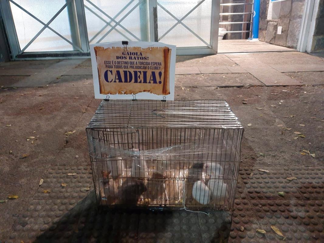 Torcedores do Cruzeiro realizaram protesto com hamsters e 'varal de procurados' no Barro Preto