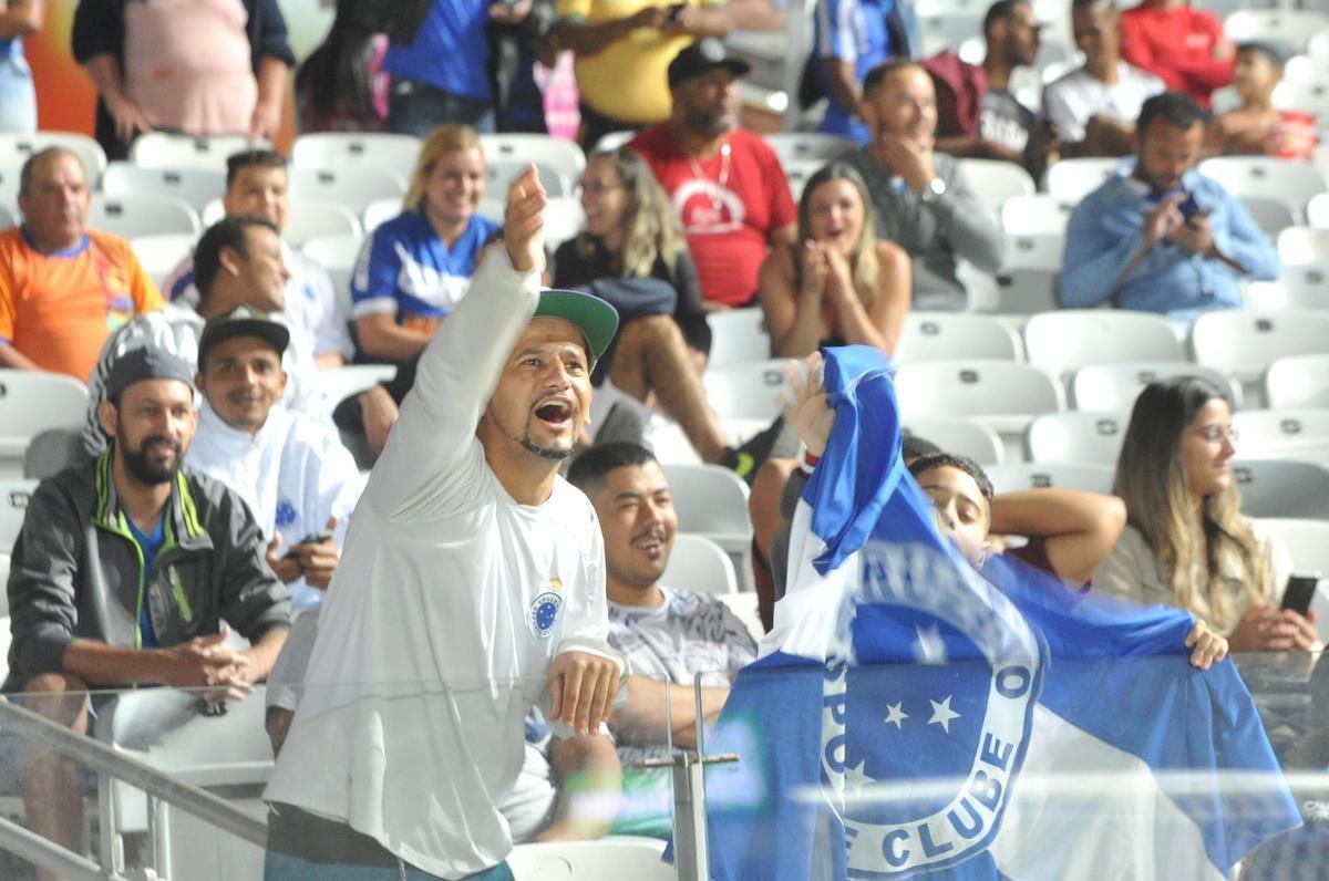 Imagens das torcidas de Cruzeiro e Corinthians no Mineiro
