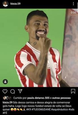 Ídolo e maior contratação do Náutico para 2020, Kieza postou vídeo em seu perfil em rede social para demonstrar que está sentindo falta dos jogos na temporada