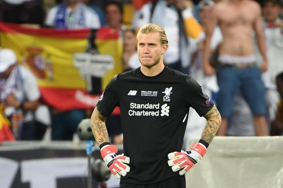 Goleiro Karius, do Liverpool, na partida contra o Real Madrid pela final da Champions League