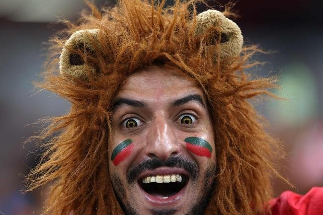 Torcedores de Marrocos e Canad na partida pelo Grupo F da Copa do Mundo 