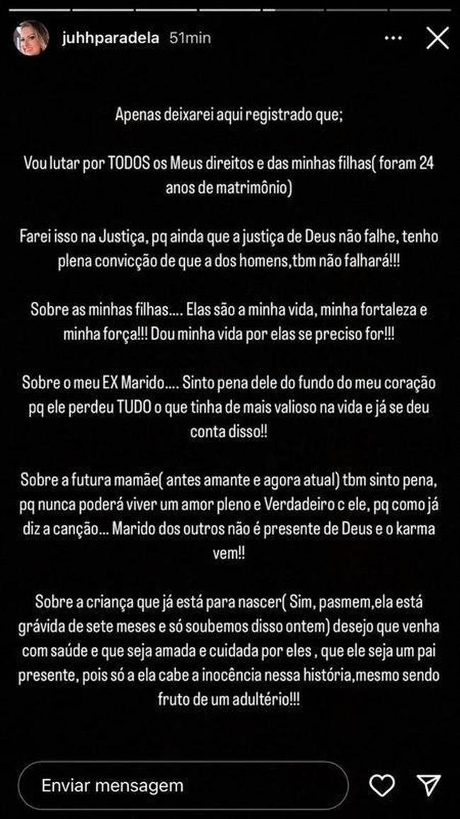 Esposa de Lus Fabiano explicou situao nas redes sociais aps anunciar traio do ex-jogador 
