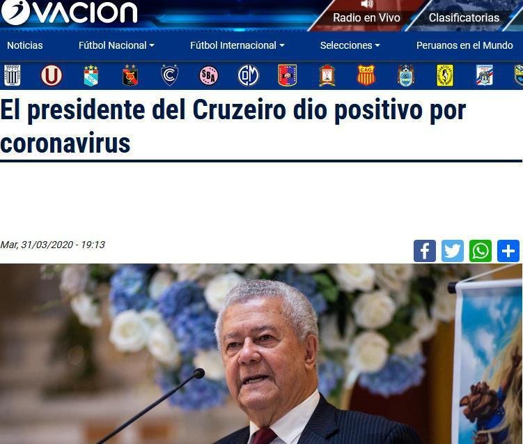 Vacion, do Peru, destacou os muitos casos de coronavírus no Brasil, que lidera a estatística na América do Sul