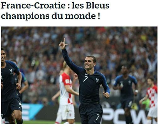 'Os 'Blues' são campeões do mundo!', comemorou o 'Le Parisien'.