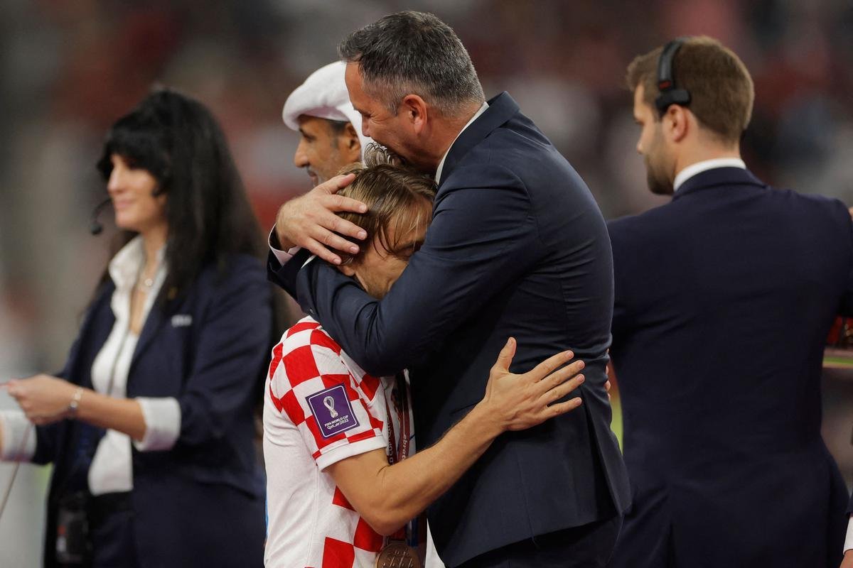 Festa e premiao dos jogadores da Crocia pela conquista do terceiro lugar na Copa do Mundo de 2022, no Catar. Time croata venceu o Marrocos por 2 a 1 neste sbado (17), no Estdio Internacional Khalifa, em Doha