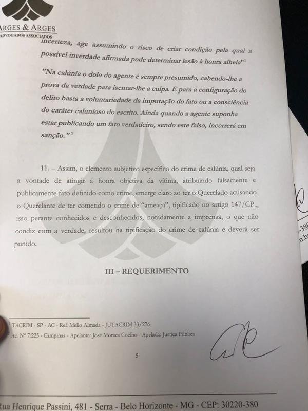 Futuro vice de futebol do Cruzeiro entrou com queixa crime contra Bruno Vicintin, por calnia. Na quarta-feira, Vicintin acusou Itair de t-lo ameaado de morte
