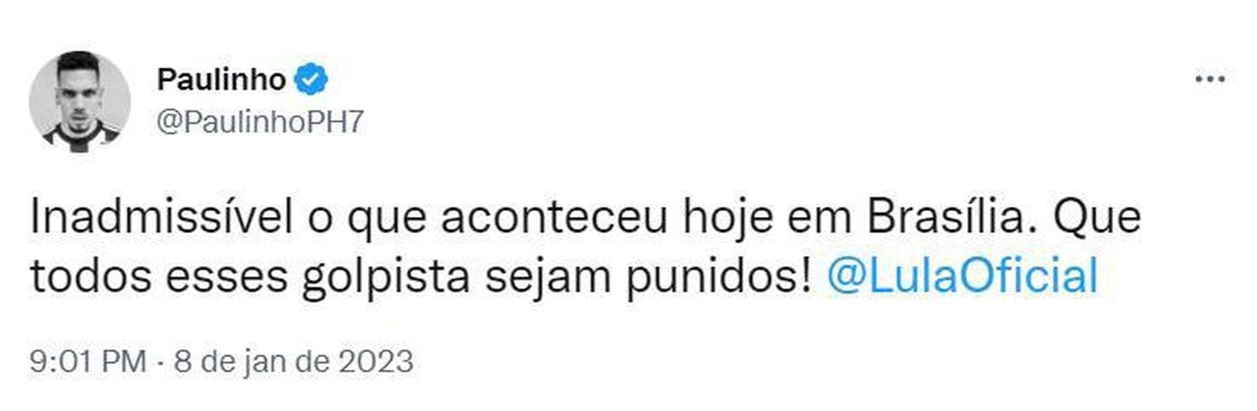 Novo atacante do Atltico, Paulinho foi exceo em meio ao silncio dos jogadores brasileiros e se posicionou contra os atos terroristas.