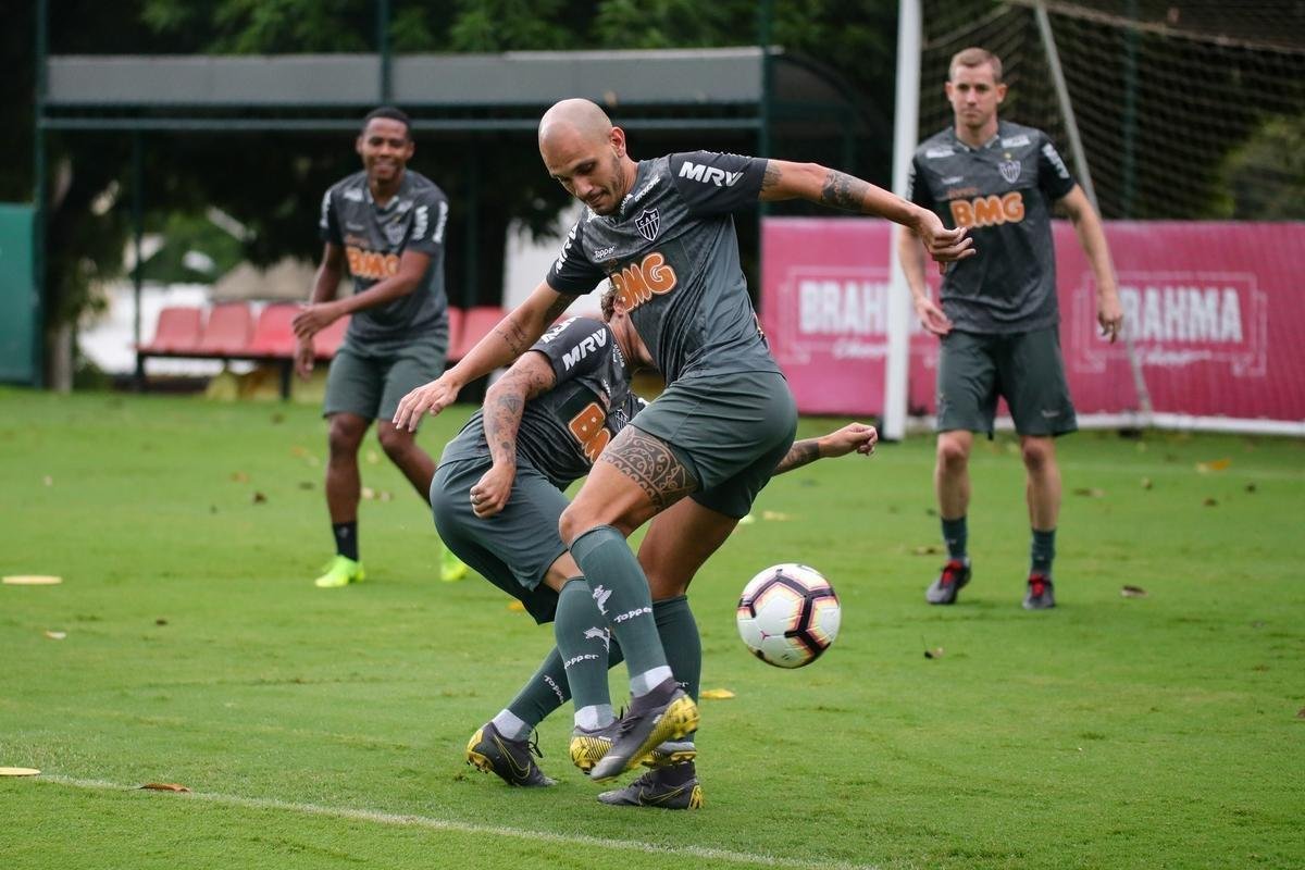 Jogadores do Atltico treinaram nesta tera-feira, vspera do jogo com o Defensor