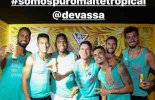 Jogadores do Cruzeiro no carnaval 2018: Thiago Neves postou foto com companheiros em Salvador