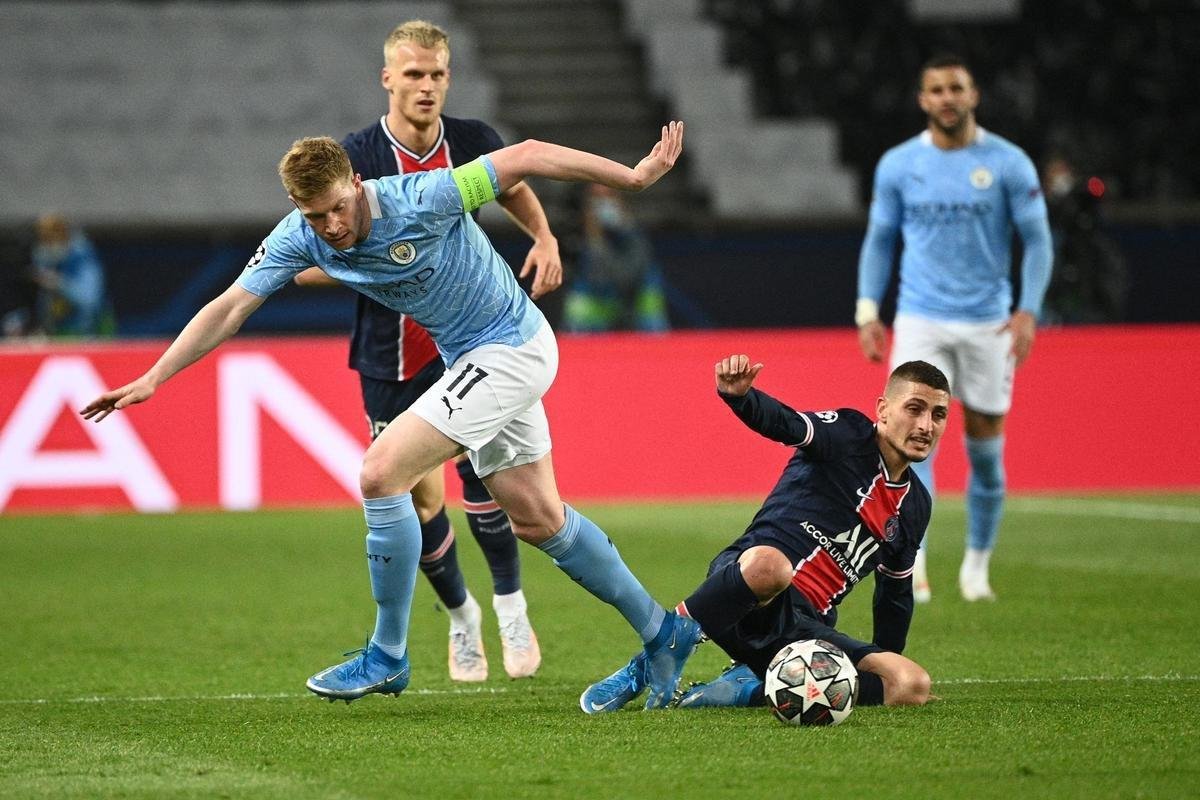 Fotos do jogo de ida da semifinal da Liga dos Campees da Europa, entre PSG e Manchester City, no Parque dos Prncipes, em Paris
