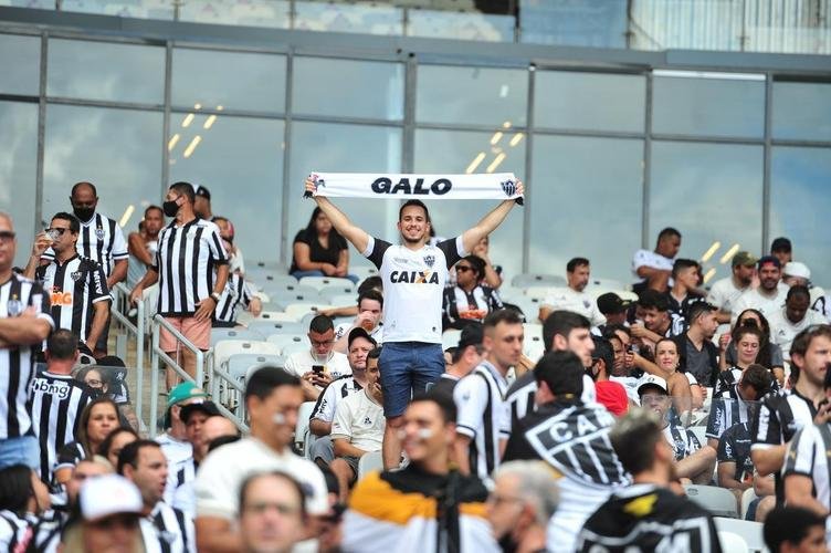 Torcida do Atltico no jogo de ida da final da Copa do Brasil de 2021, contra o Athletico-PR, no Mineiro, em BH