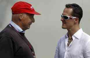Dois dos maiores pilotos da história: Niki Lauda e Michael Schumacher