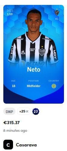 Neto - 315,37 euros (R$ 2.008,31) pela carta super rara
