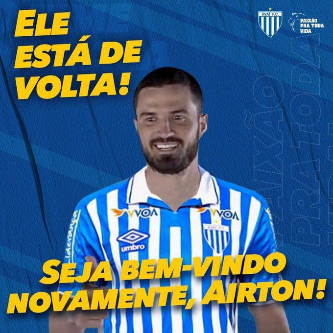 O Ava anunciou o retorno do zagueiro Airton, que estava emprestado  Ponte Preta