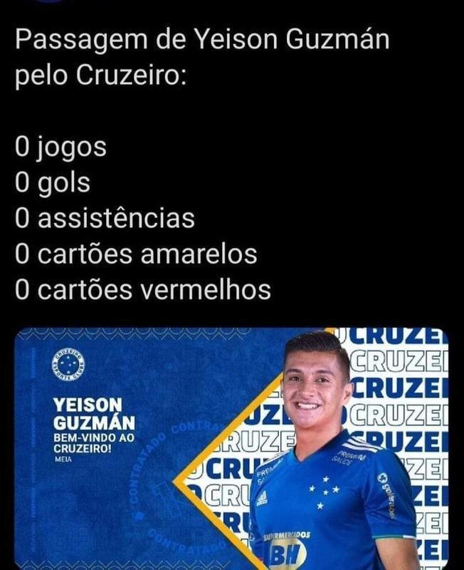 Yeison Guzmán desiste e não jogará mais no Cruzeiro; veja os memes