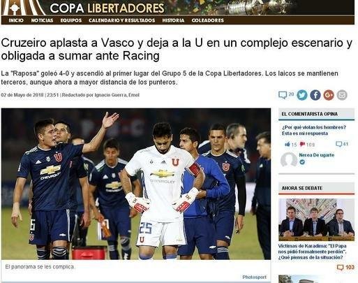 EMOL, Chile - Cruzeiro massacra Vasco e deixa La U em cenrio difcil na Libertadores