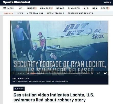 Sport Ilustrated (EUA): imagens indicam que Ryan Lochte mentiu sobre roubo no Rio