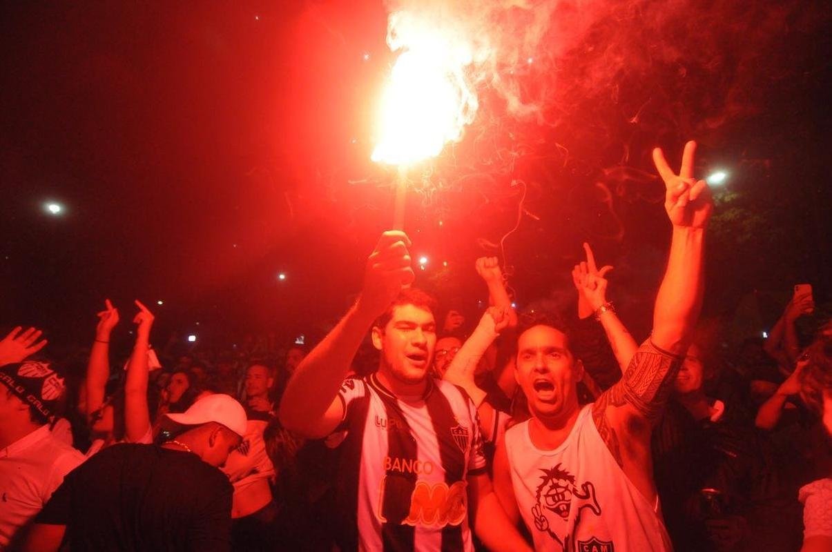 Festa da torcida pelo bicampeonato brasileiro do Atltico na sede do clube, no bairro de Lourdes, em BH