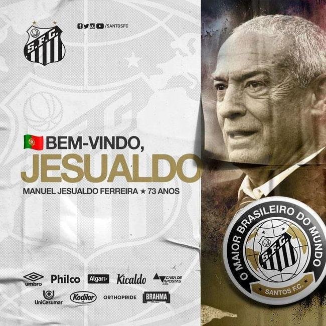O Santos anunciou a contratao do tcnico Jesualdo Ferreira, que estava sem clube