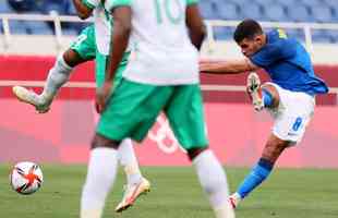 Fotos da vitria da Seleo Brasileira Masculina de Futebol, sobre a Arbia Saudita, nos Jogos de Tquio