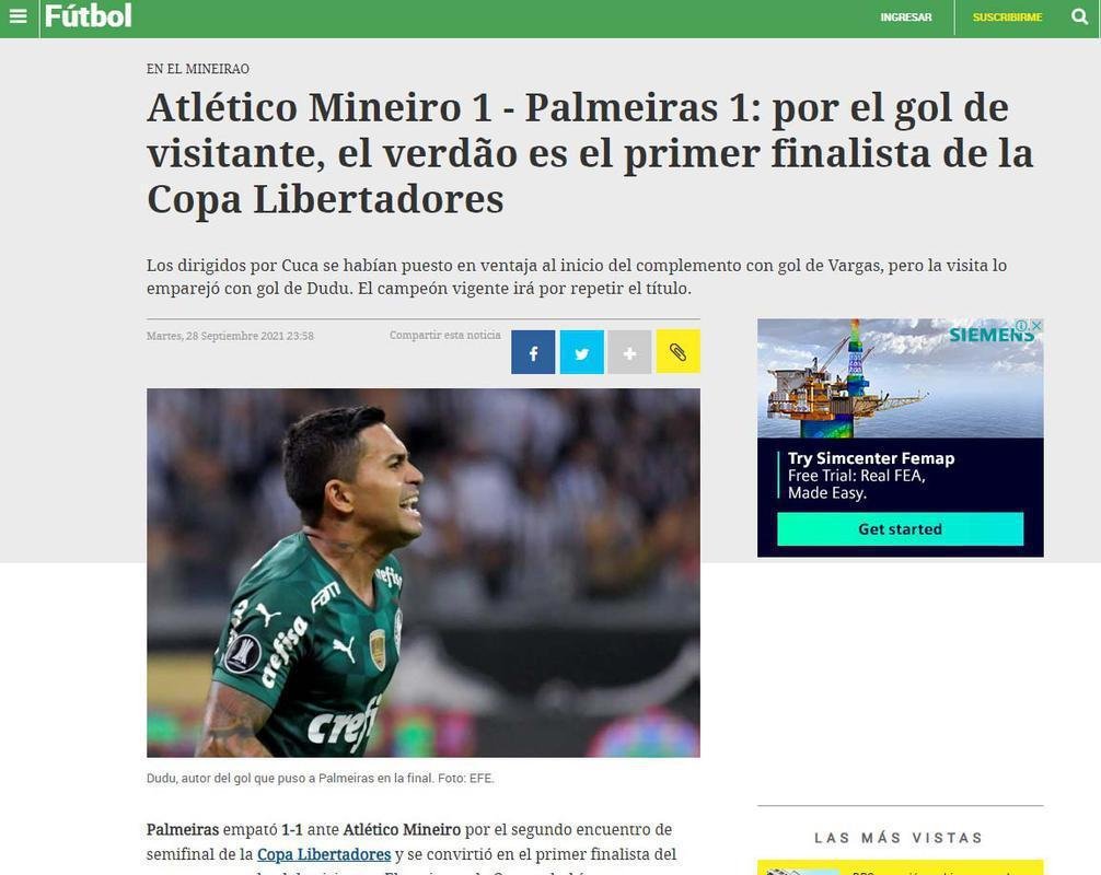 El Pais, do Uruguai, exalta o primeiro finalista da Libertadores