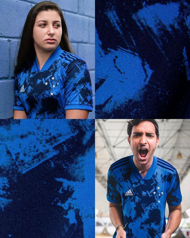 Duda, jogadora da equipe feminina do Cruzeiro, e Edu, torcedor cruzeirense, também posaram com a nova camisa