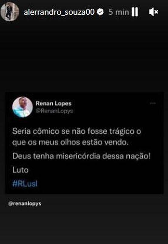 Alerrandro, ex-Atltico e atualmente no RB Bragantino; manifestaes de esportistas bolsonaristas aps a vitria de Lula, presidente eleito do Brasil