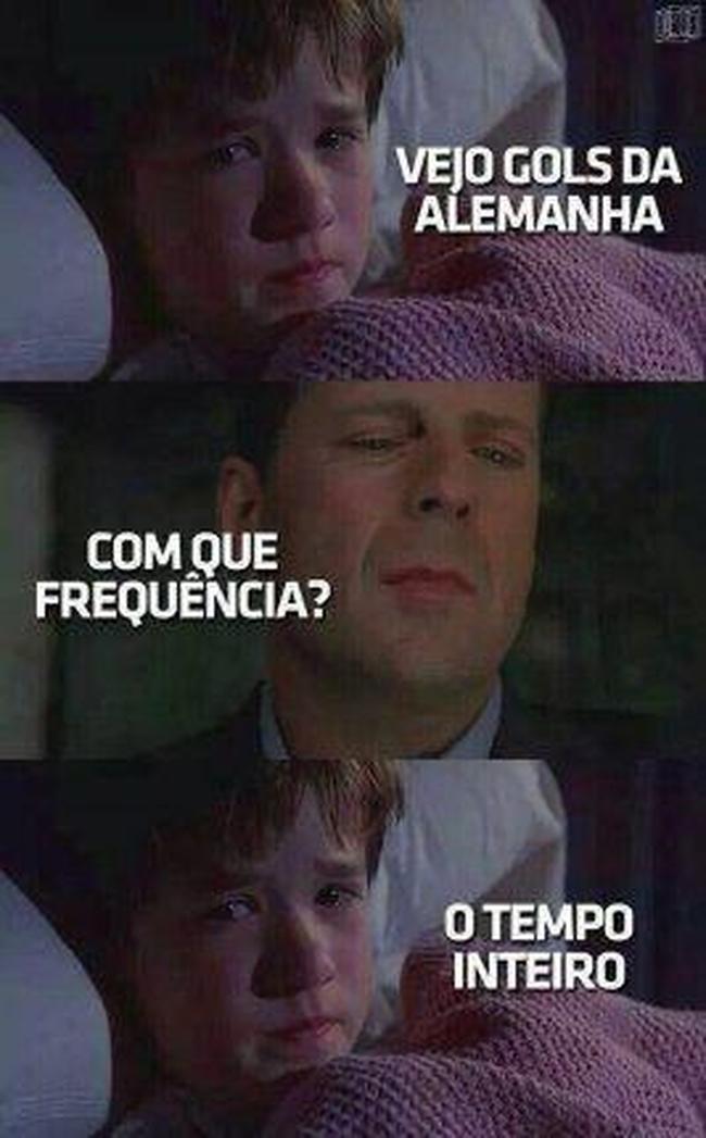 Meme do filme <em>O Sexto Sentido</em> sobre o 7 a 1 para a Alemanha