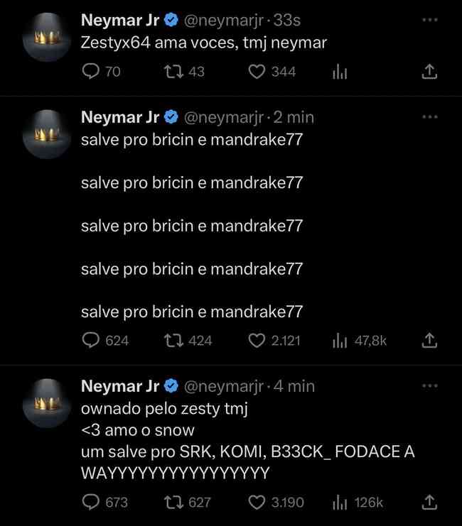 Twitter de Neymar foi hackeado 