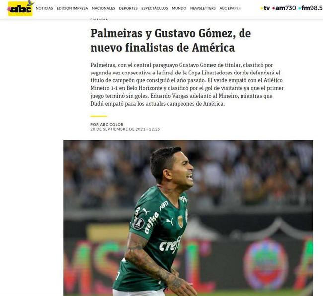 ABC, do Paraguai, exalta o Palmeiras