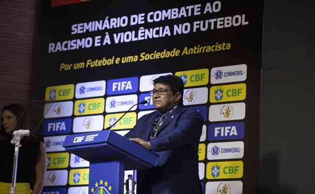 Presidente da CBF, Ednaldo Rodrigues, durante seminrio de combate ao racismo, em agosto passado