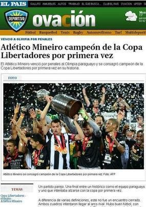 OVACIÓN, URUGUAI: 'ATLÉTICO CAMPEÃO DA COPA LIBERTADORES PELA PRIMEIRA VEZ'