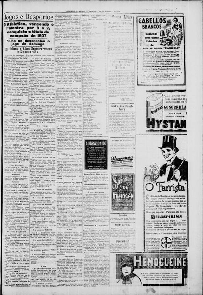 A seo 'Jogos e Desportos' do 'Correio Mineiro' de 29 de novembro deu espao a algumas curiosidades relacionadas ao jogo. De acordo com a publicao, o ento presidente do Atltico, Leandro Castilho de Moura Costa, deu uma mostra de superstio. Segundo o relato, o fotgrafo de uma revista da poca quis 'bater uma chapa dos dois quadros'. As fotografias das equipes so comuns hoje em dia, especialmente em jogos decisivos. O presidente atleticano, entretanto, no gostou muito da ideia. 'Quando o photographo ia bater a chapa do quadro athleticano, o dr. Moura Costa, ilustre presidente do Athletico, interveio. No queria que o seu quadro se deixasse photographar. Dava azar. O quadro perderia. Depois do jogo, sim. Deixaria bater a chapa', publicou o jornal. Dito e feito. A foto s foi tirada depois da vitria. O 'Correio Mineiro' tambm aproveitou para registrar o jantar no antigo restaurante Guarany por conta da vitria alvinegra.