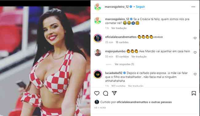 Postagem do ex-goleiro Marcos, do Palmeiras e da Seleo Brasileira