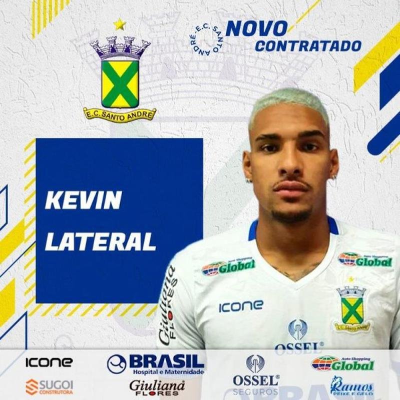 Kevin: lateral-esquerdo assinou por emprstimo com o Santo Andr at maio de 2022 para a disputa do Campeonato Paulista