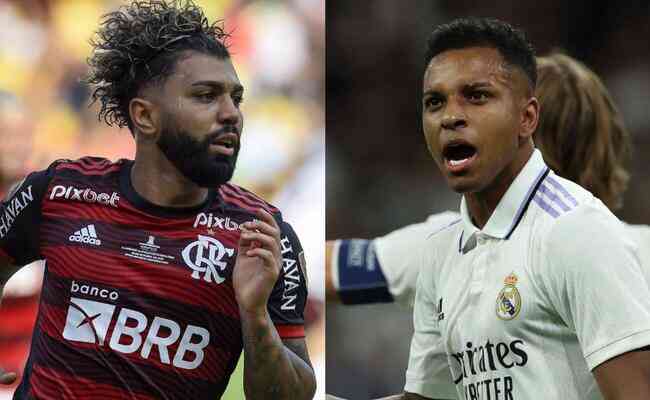 Atacante Gabigol (esq), do Flamengo, e atacante Rodrygo (dir), do Real Madrid