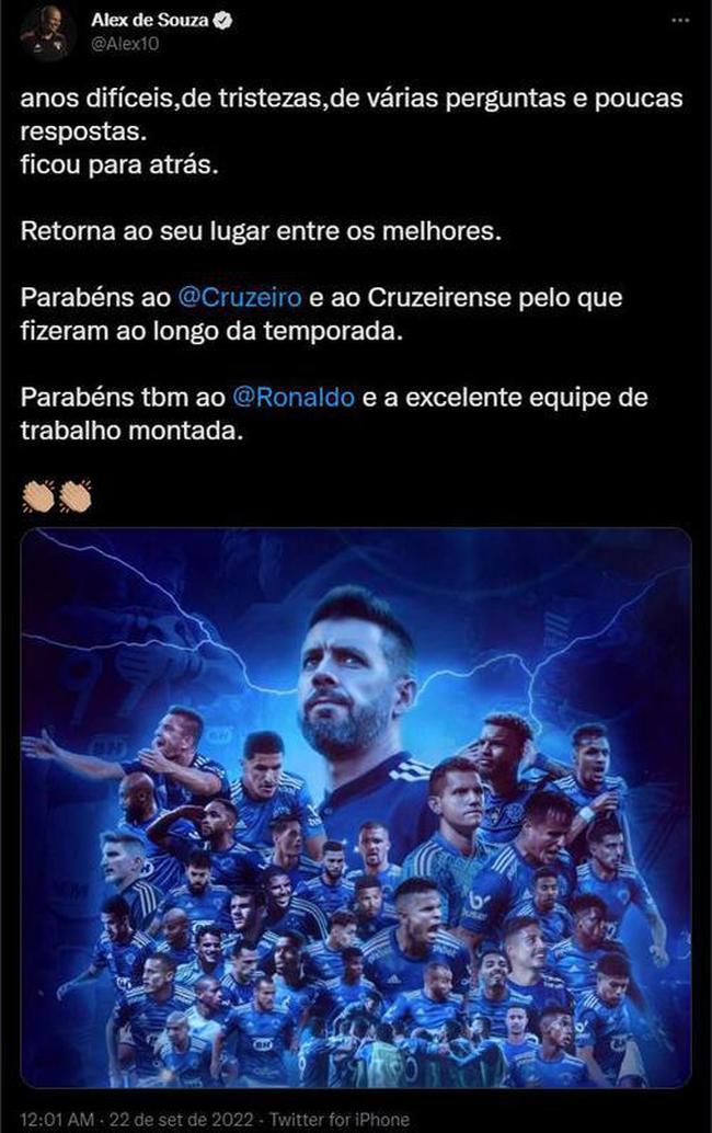 Balu: Cruzeiro parabeniza ídolo do clube