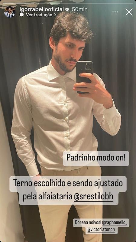 Zagueiro Igor Rabello registrou preparativo para um casamento de amigos.