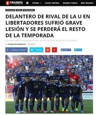 Grave lesão de Fred ganhou destaque na imprensa internacional. Triunfo, do Chile