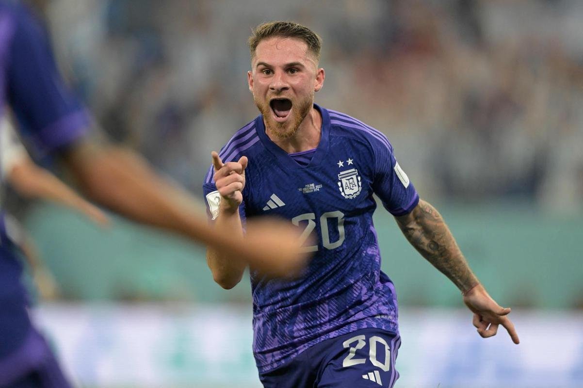 Alexis Mac Allister marcou o primeiro gol da Argentina sobre a Polnia no Estdio 974, em duelo pelo Grupo C da Copa do Mundo