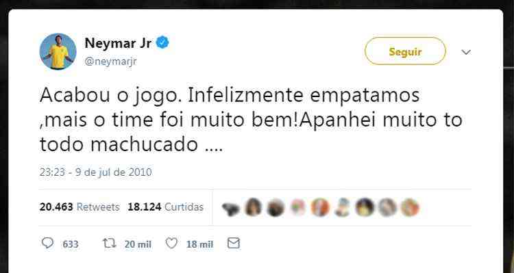 Neymar é o jogador da Copa do Mundo 2018 mais comentado no Twitter
