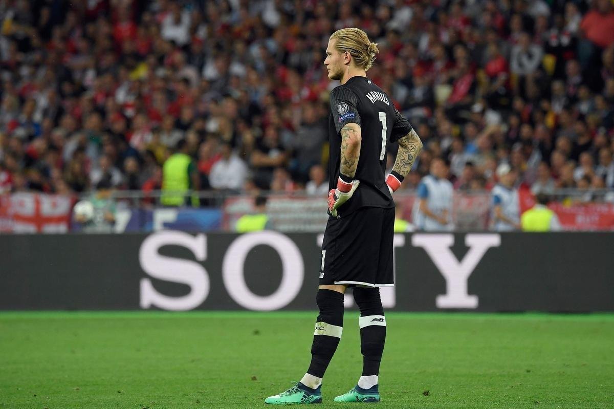 Goleiro Karius, do Liverpool, na partida contra o Real Madrid pela final da Champions League