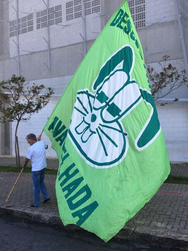 Um mar verde nas imediaes do Horto, com direito a rua de fogo para receber os jogadores do Amrica