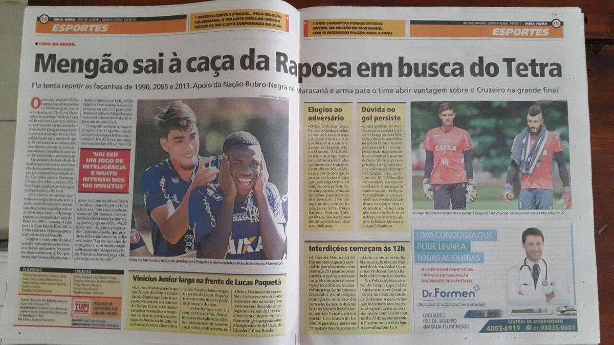 Flamengo e Cruzeiro disputam, nesta quinta-feira, primeiros 90 minutos da deciso